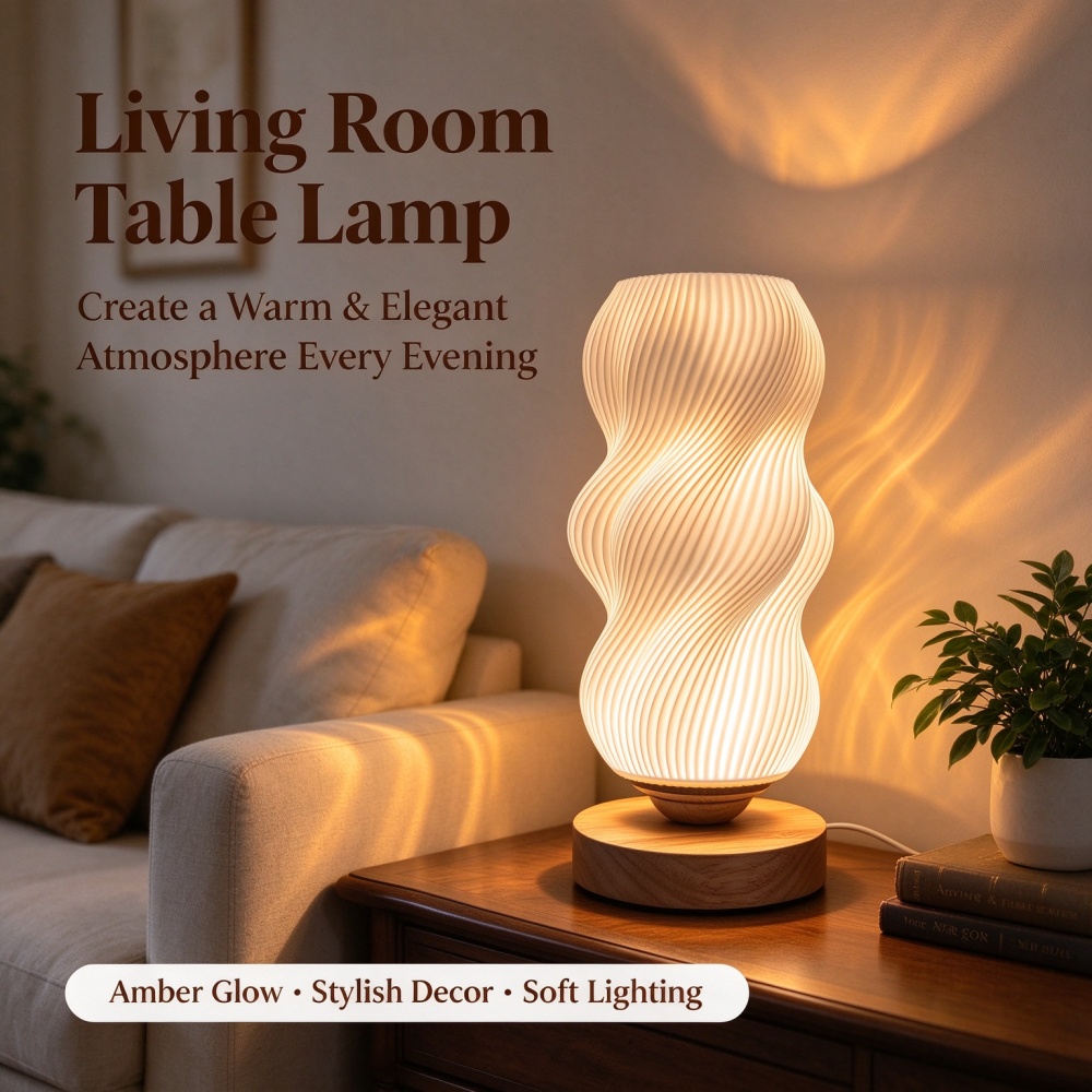 Lighting Decor Bedroom - 3D Printed Wave Texture Night Lamp