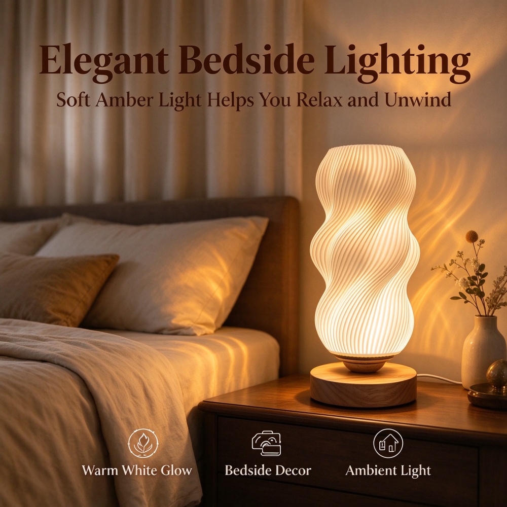 3D Printed Wave Texture Night  - đánh giá và giá Lighting Decor Bedroom