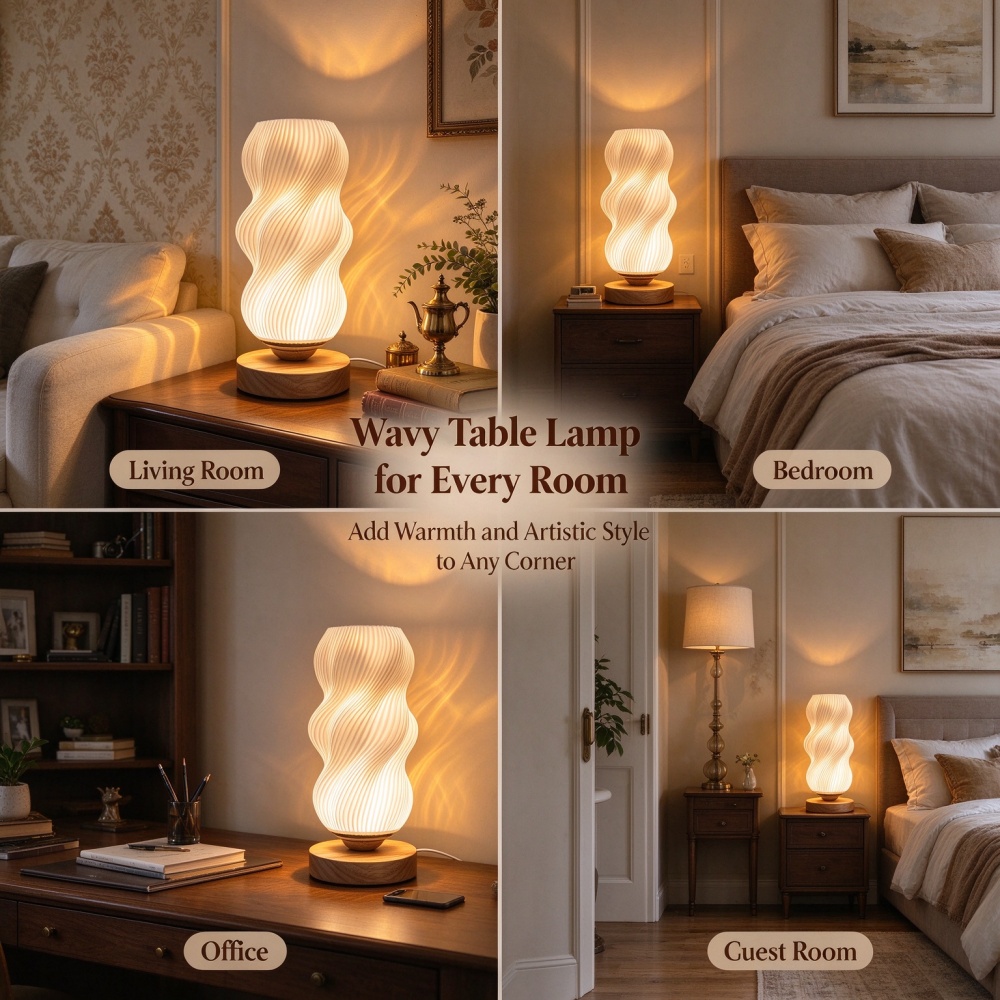 3D Printed Wave Texture Night  - đánh giá và giá Lighting Decor Bedroom