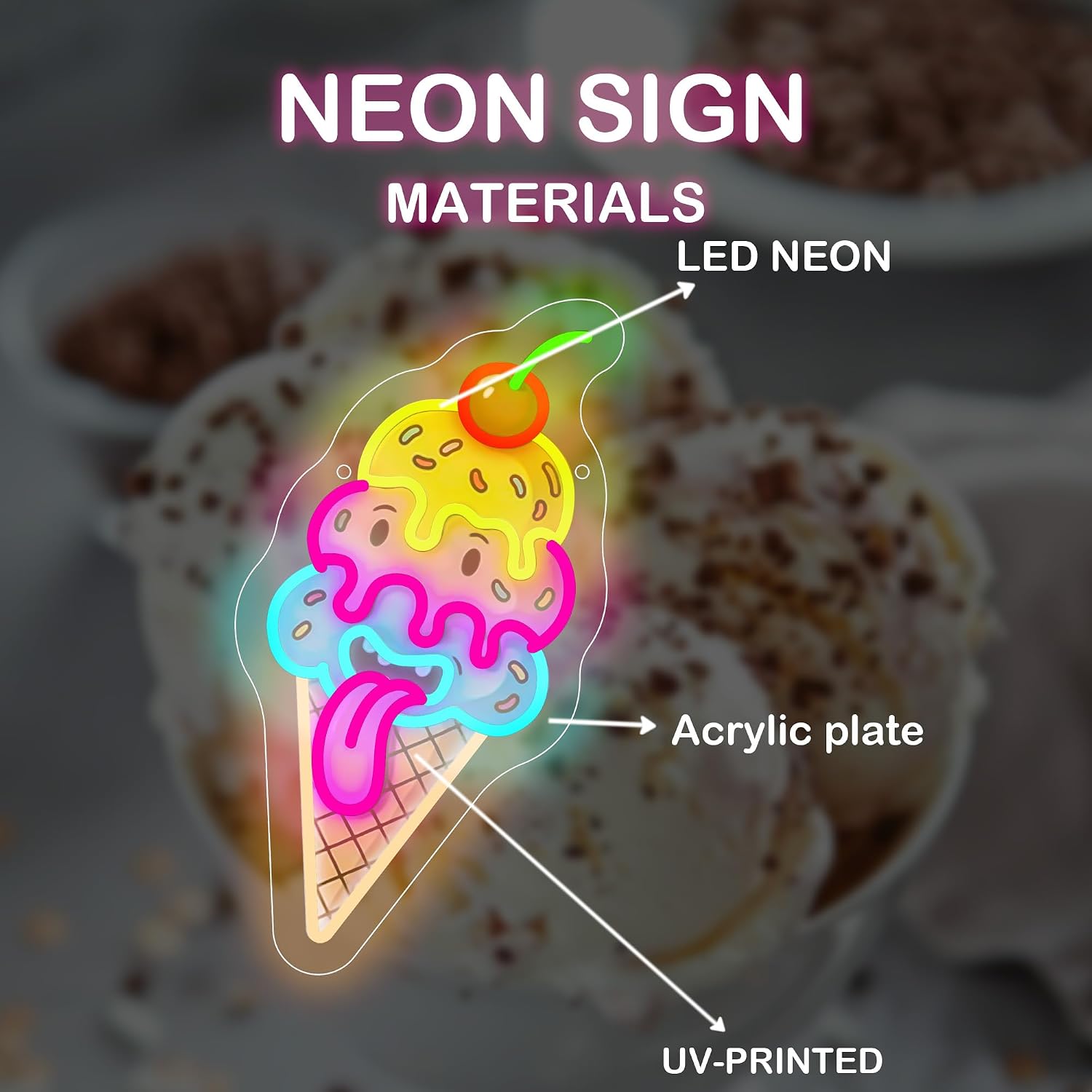 Ice Cream Neon Sign LED Neon L - đánh giá và giá Lighting Christmas Decor